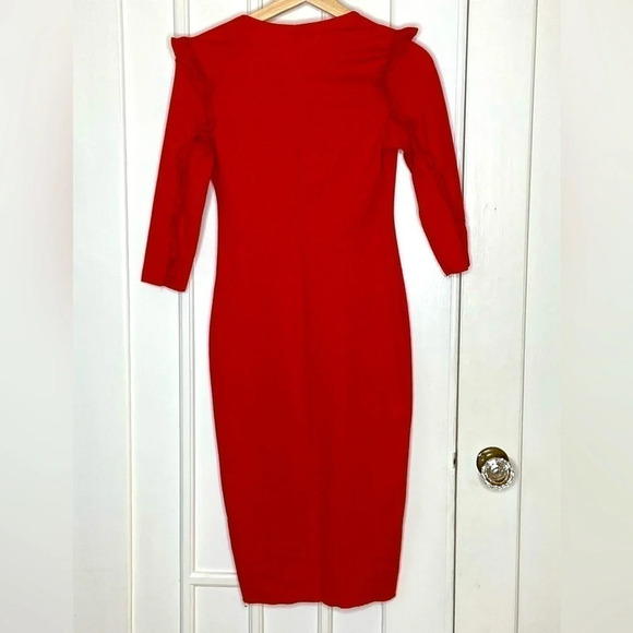 Zara Trafaluc dress in Red tight body  hugging sexy dress date night, frills - Picture 3 of 15